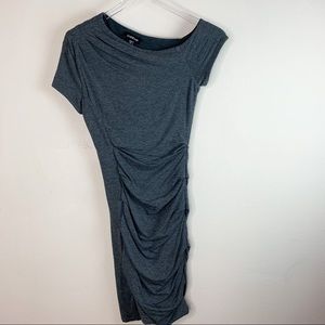Bebe Knee Length Ruched Cap Sleeve Dress